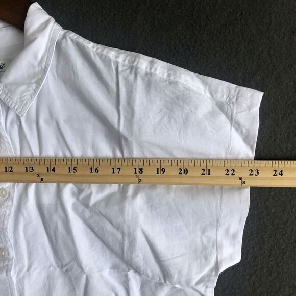 Madewell Top Sz Small White Crop Dolman Shirt Button Up Cotton Lyocell Linen NWT - Picture 8 of 16